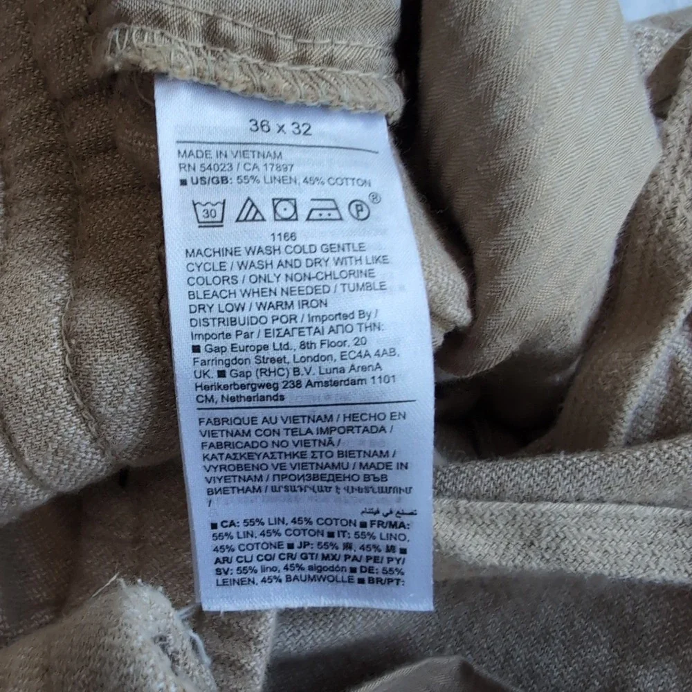 Banana Republic Pants Men 36x32* Tan Linen Cotton Blend Athletic Fit Lightweight